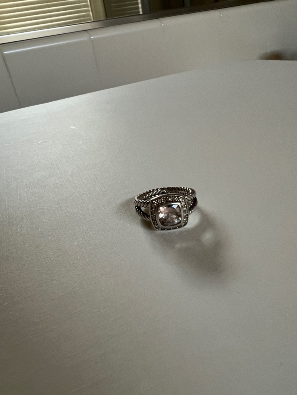 David Yurman Sterling Silver Ring with Pale Pink morganite petite albion - Picture 3 of 12